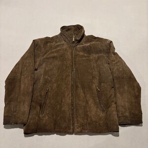 Pelle Cuir 100% Genuine Leather Jacket Size XL Brown Full Zip Biker Fall Outdoor